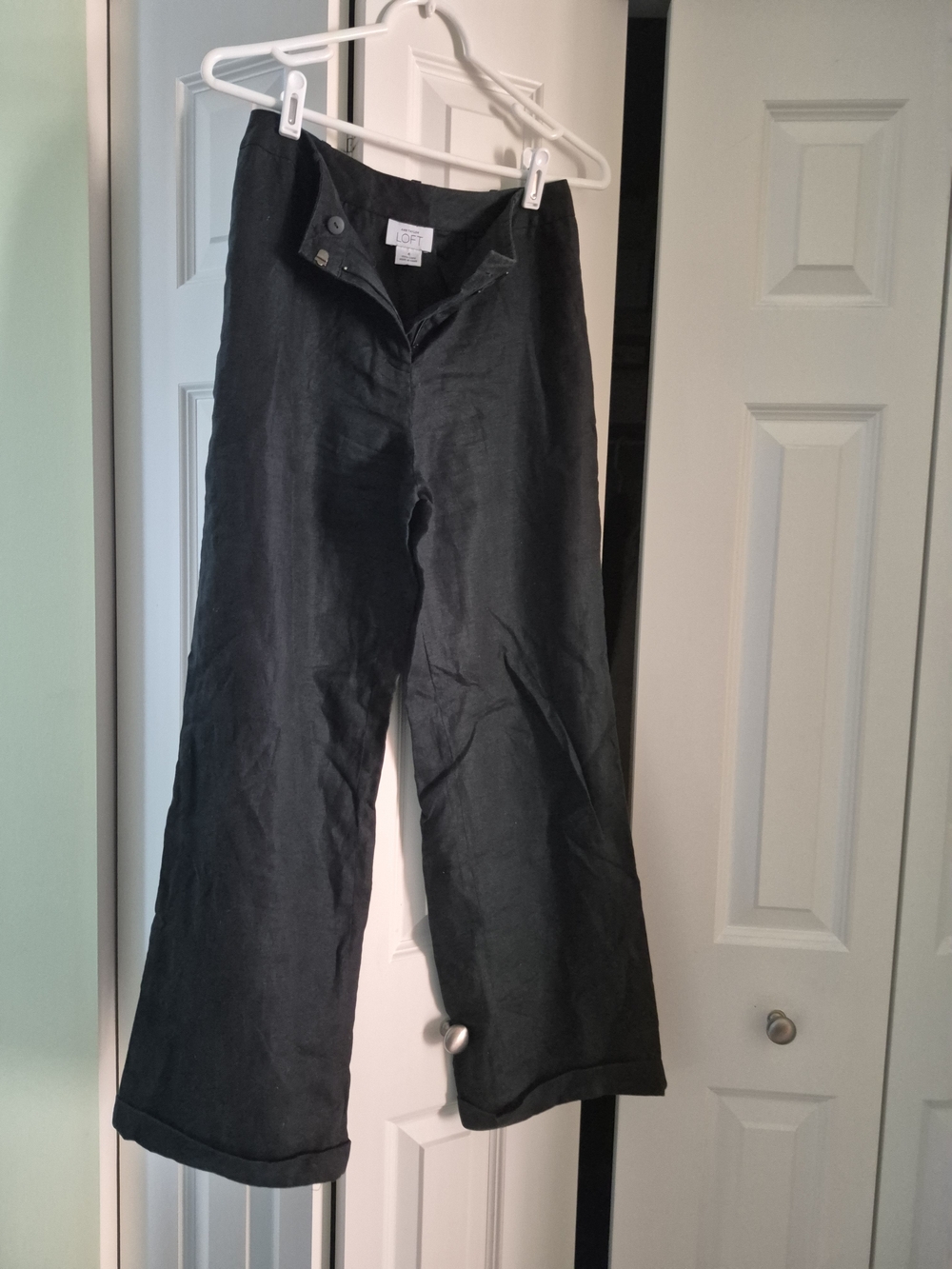 Vintage LOFT Y2K Women's Wide Leg Linen Pants — Black
